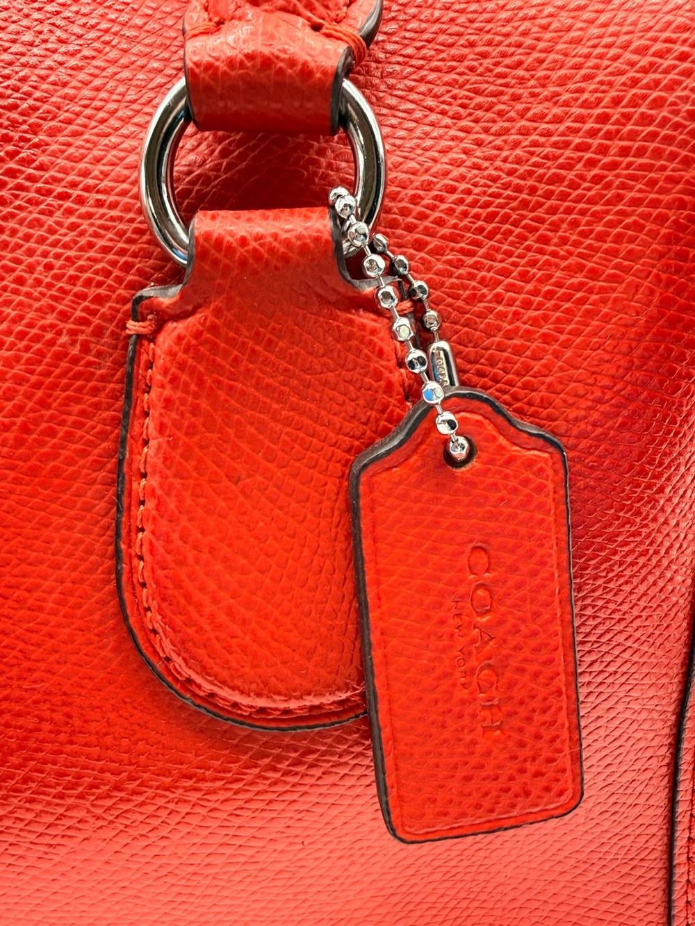 COACH Mini Bennett Satchel Coral Crossgrain Leather Bag Crossbody Purse - Picture 7 of 10